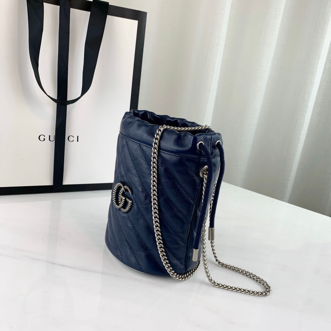 Gucci GG Marmont Mini Bucket Bag 573817 Blue