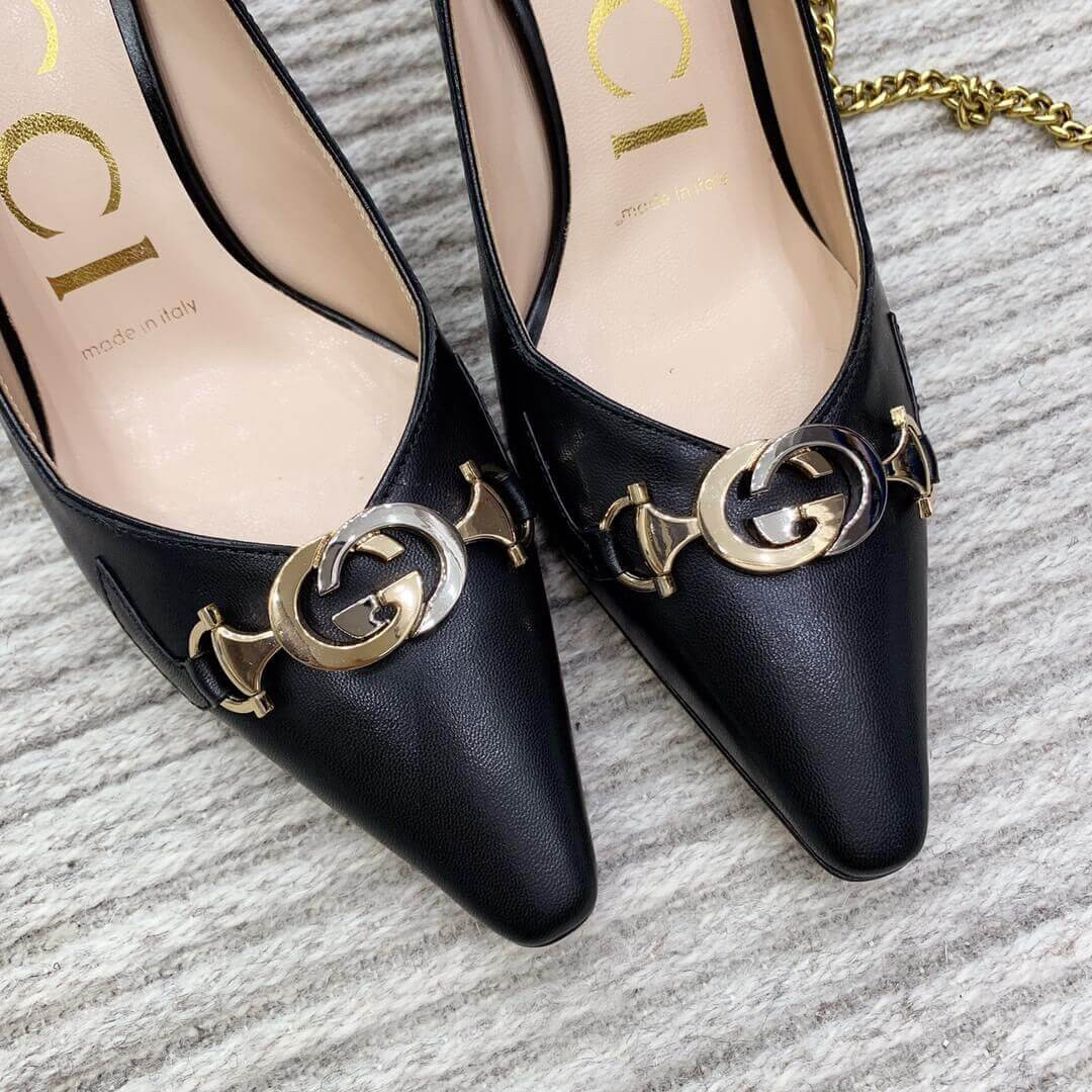 Gucci Zumi Mid-Heel Leather Pump 596860 Black