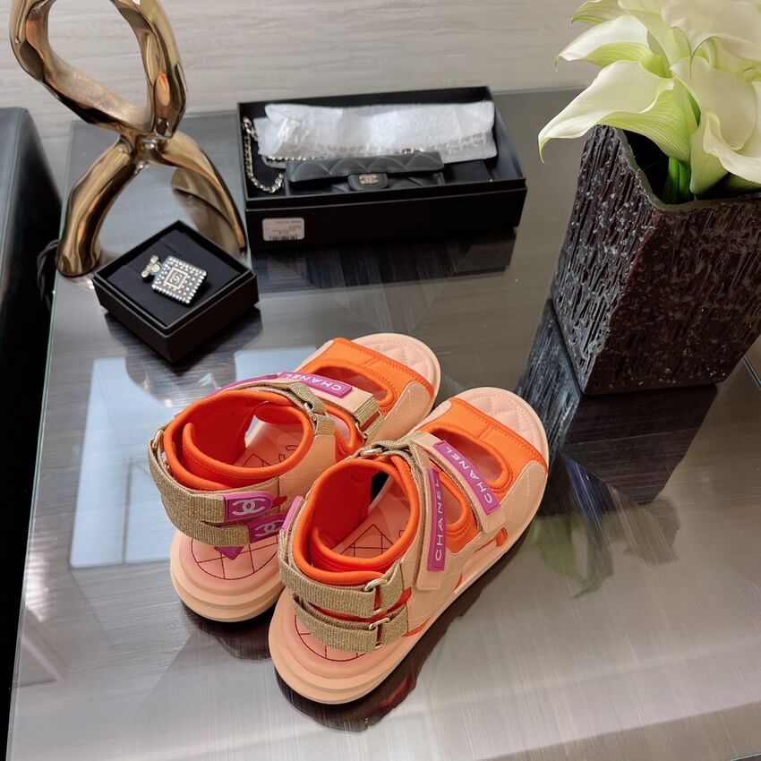 Chanel Goatskin with Fabric Sandals G37231