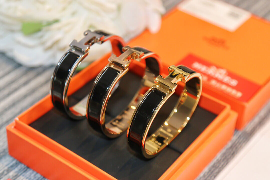 Hermes Narrow Clic H Bracelet In Black