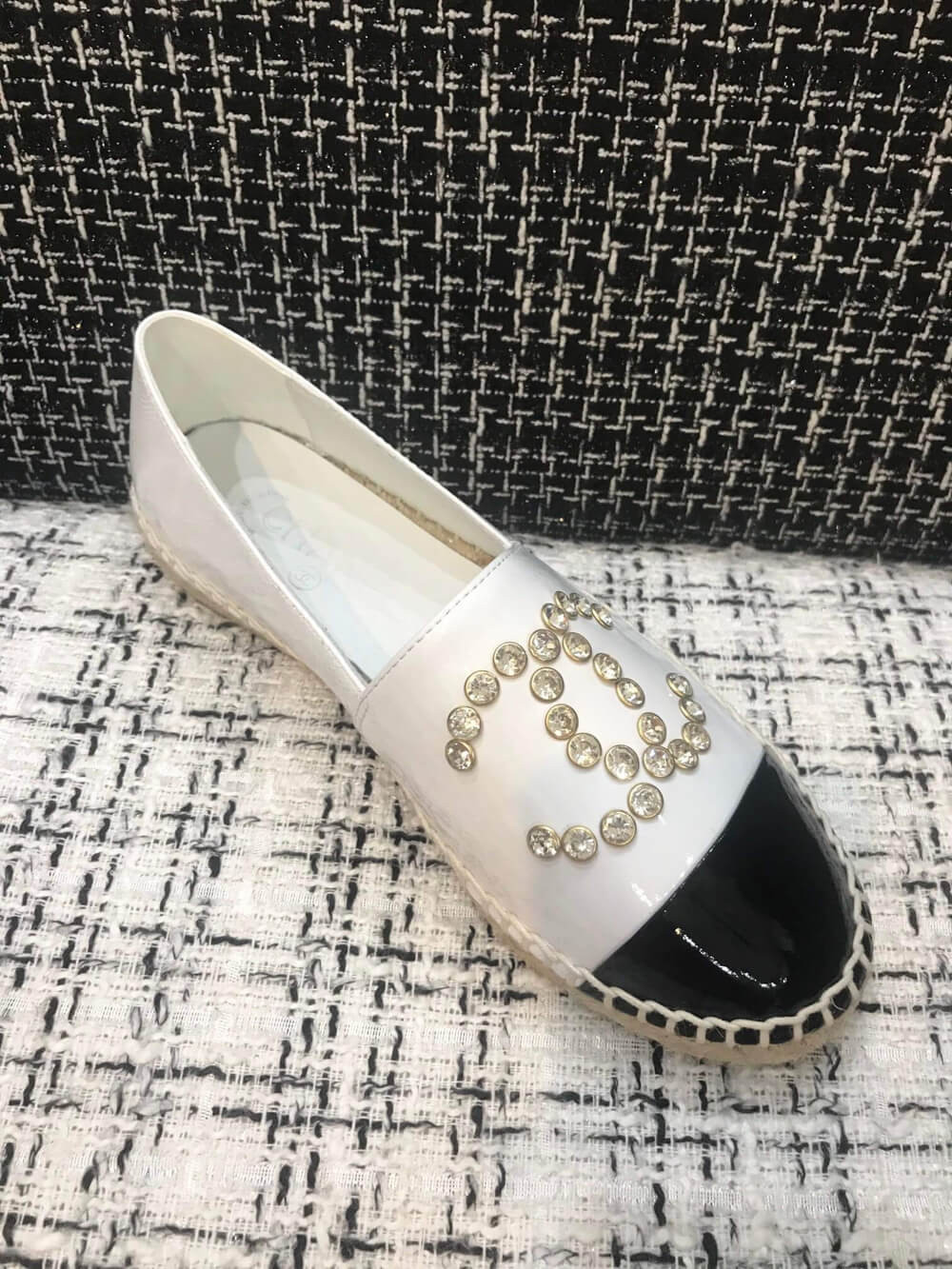 Chanel Patent Calfskin & Metallic Goatskin Espadrilles G29761