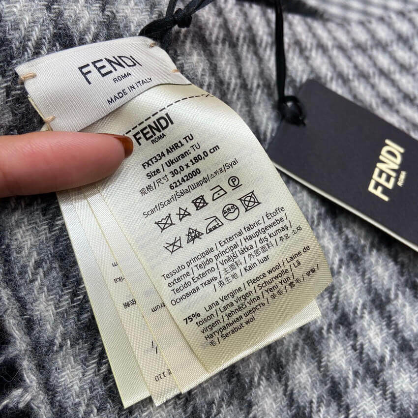 Fendi Grey Wool And Cashmere Scarf FXT334