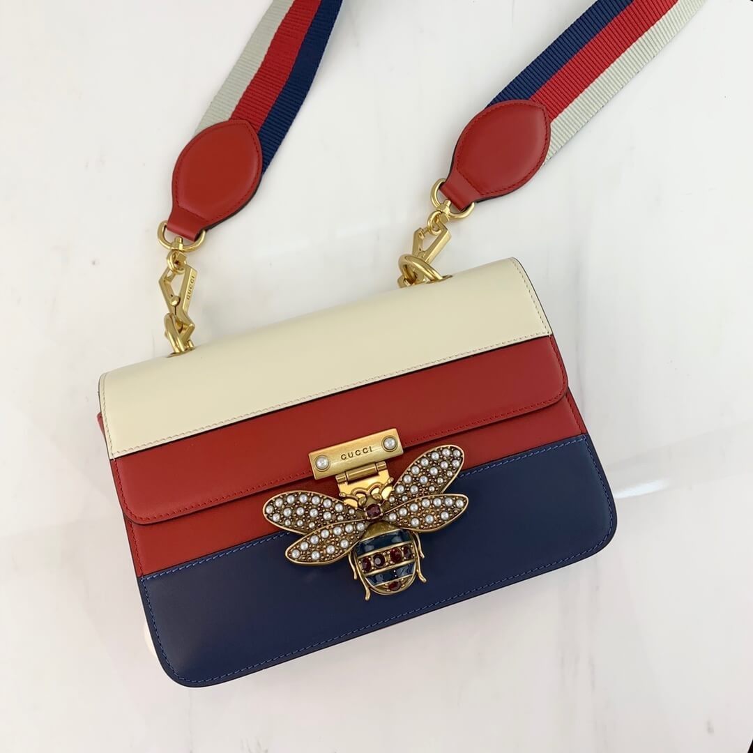 Gucci Queen Margaret Shoulder Bag 476542 Blue/Red/White