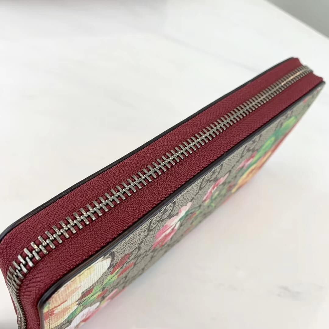 Gucci GG Blooms Supreme Zip Around Wallet 404071 Red