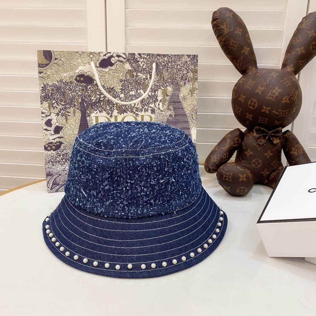 Chanel Badge Denim Bucket Hat D012