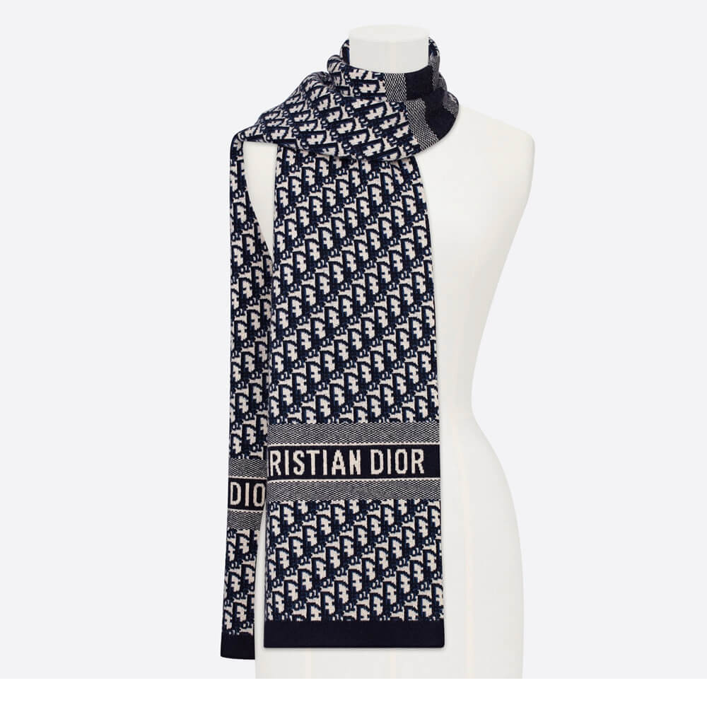 Dior CD Oblique Stole In Wool And Cashmere 3I171