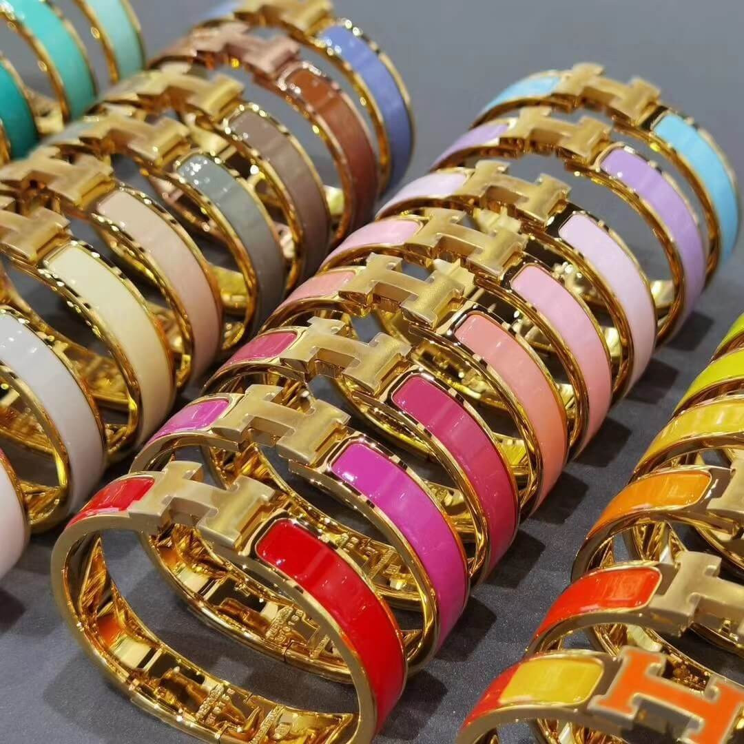 Hermes Narrow Clic H Bracelet In Yellow