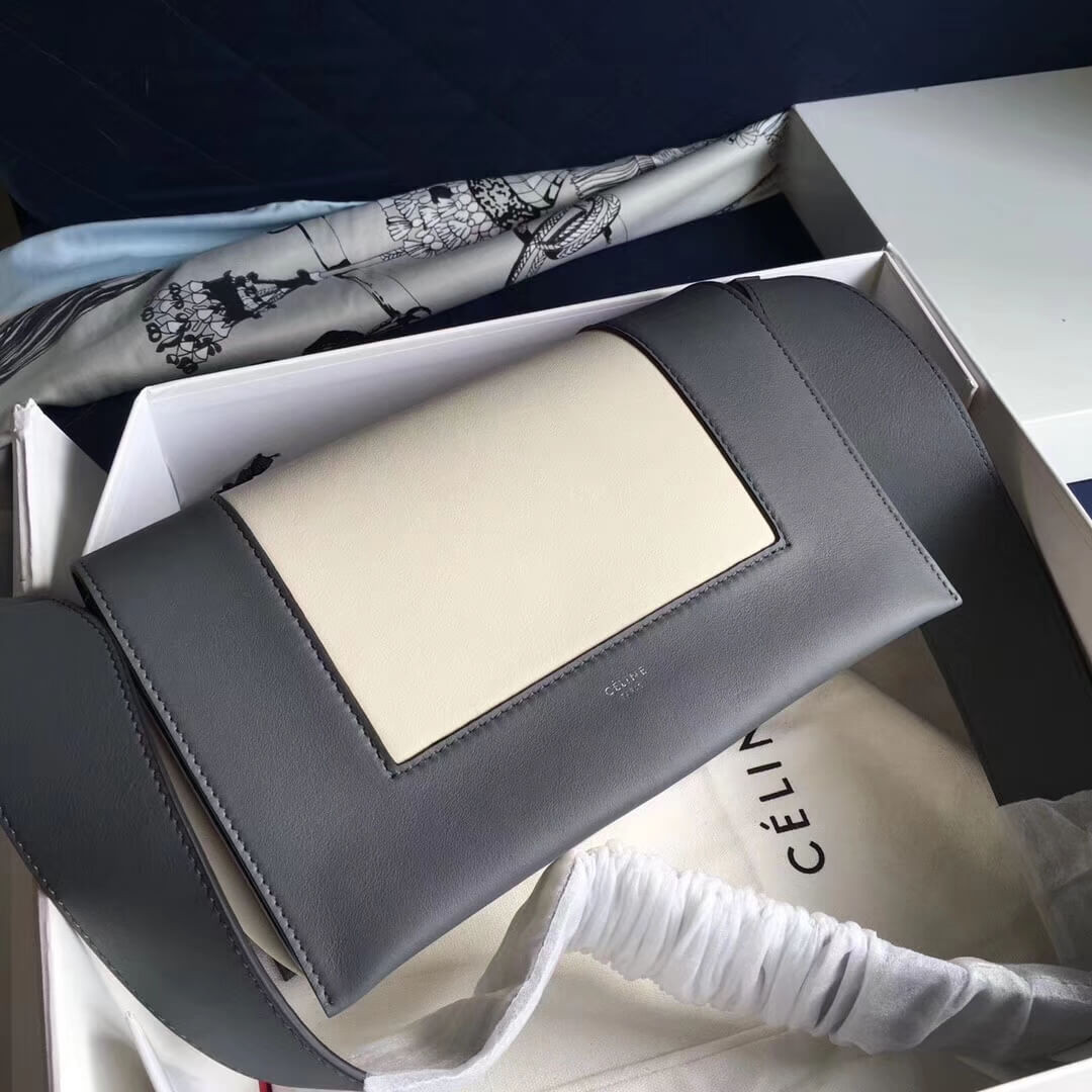 Celine Frame Medium Shoulder Bag 180263 Grey/White