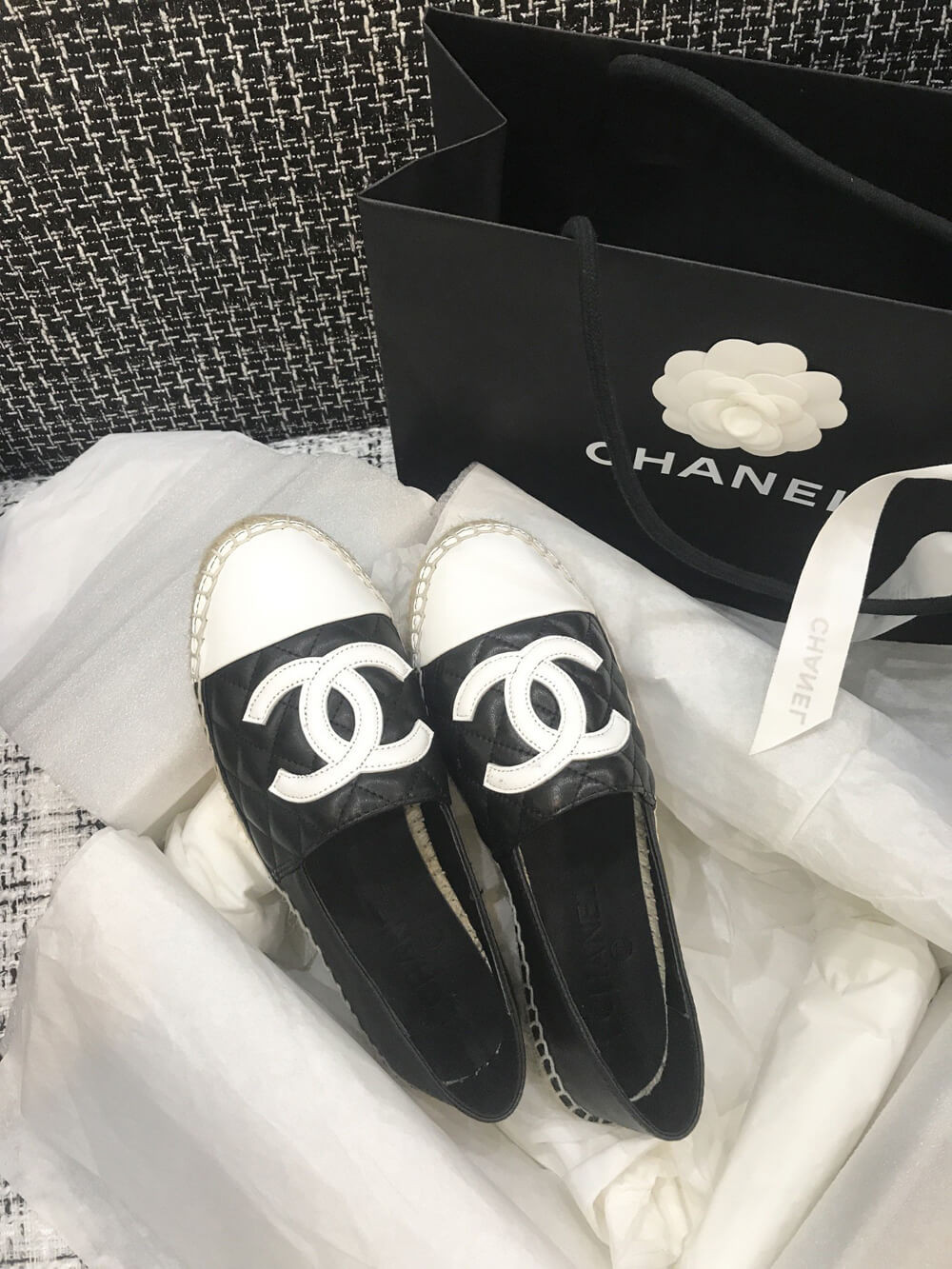 Chanel CC Quilted Espadrilles G29762 Black/8White