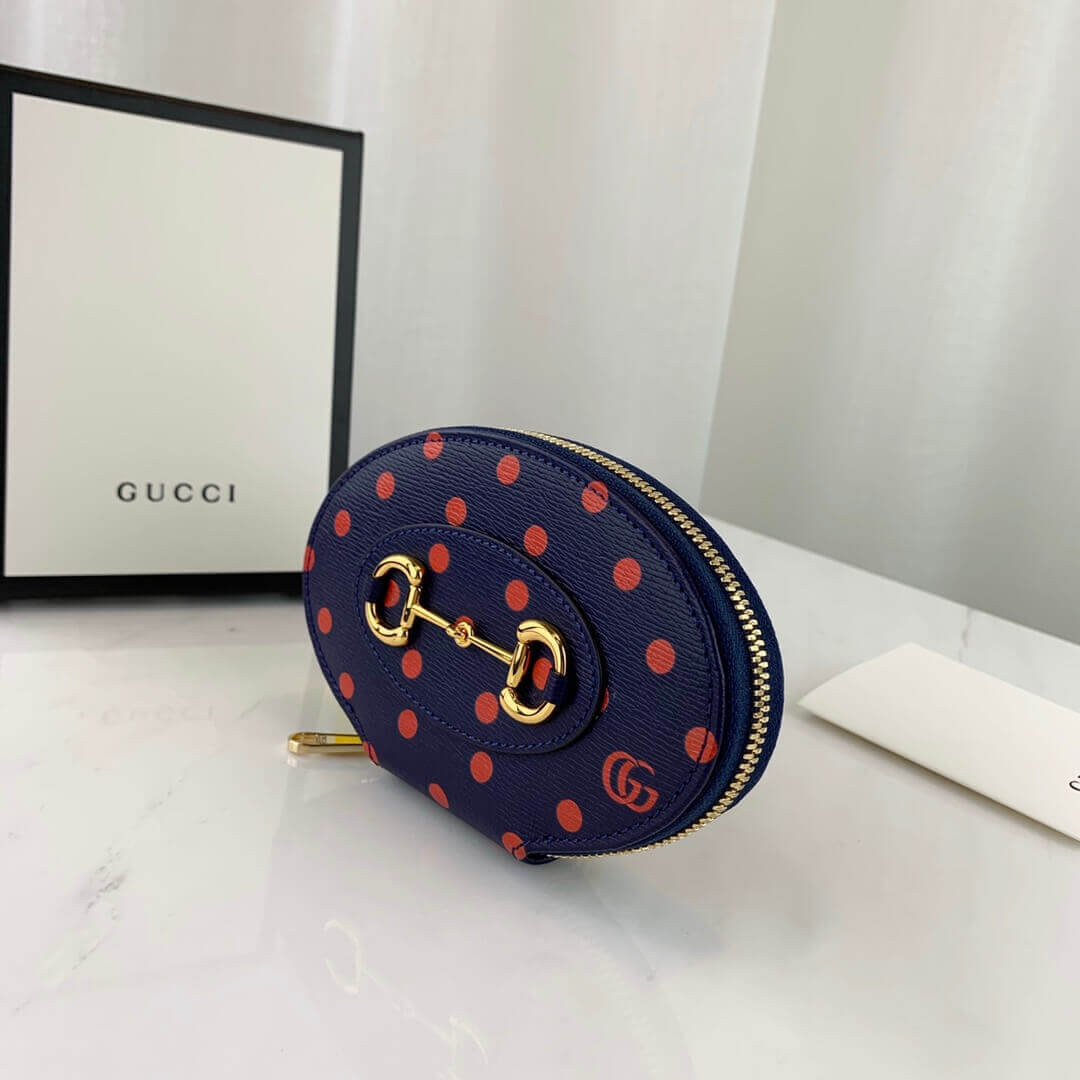Gucci Navy And Red Polka Dot Coin Case 622040