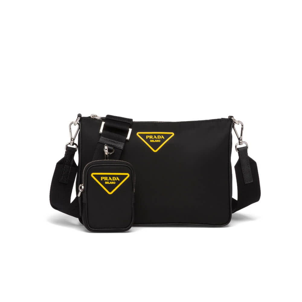 Prada Nylon Cross-Body Bag 2VH113 Yellow Logo