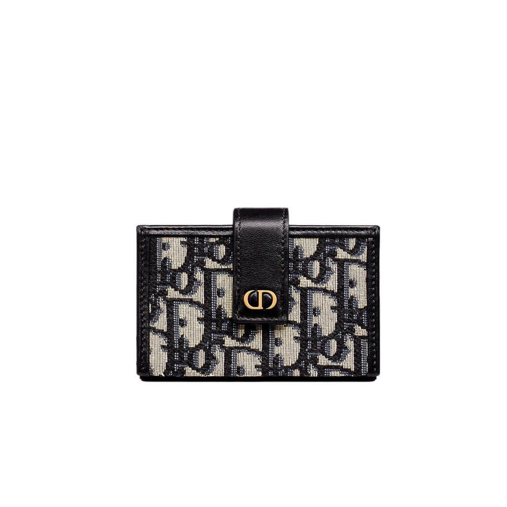 Dior 30 Montaigne 5-Gusset Card Holder Blue Oblique Jacquard S2058
