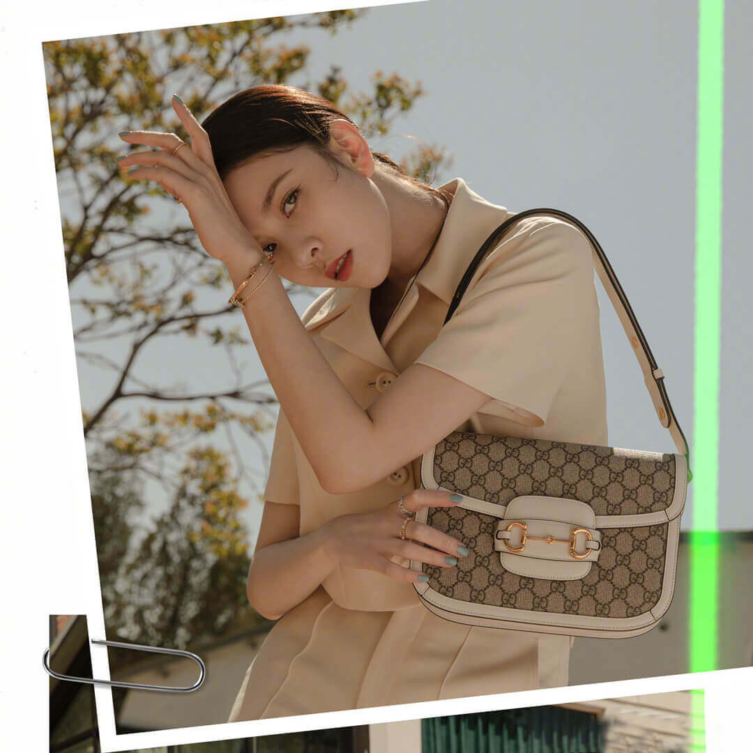 Gucci 1955 Horsebit GG Supreme Shoulder Bag 602204