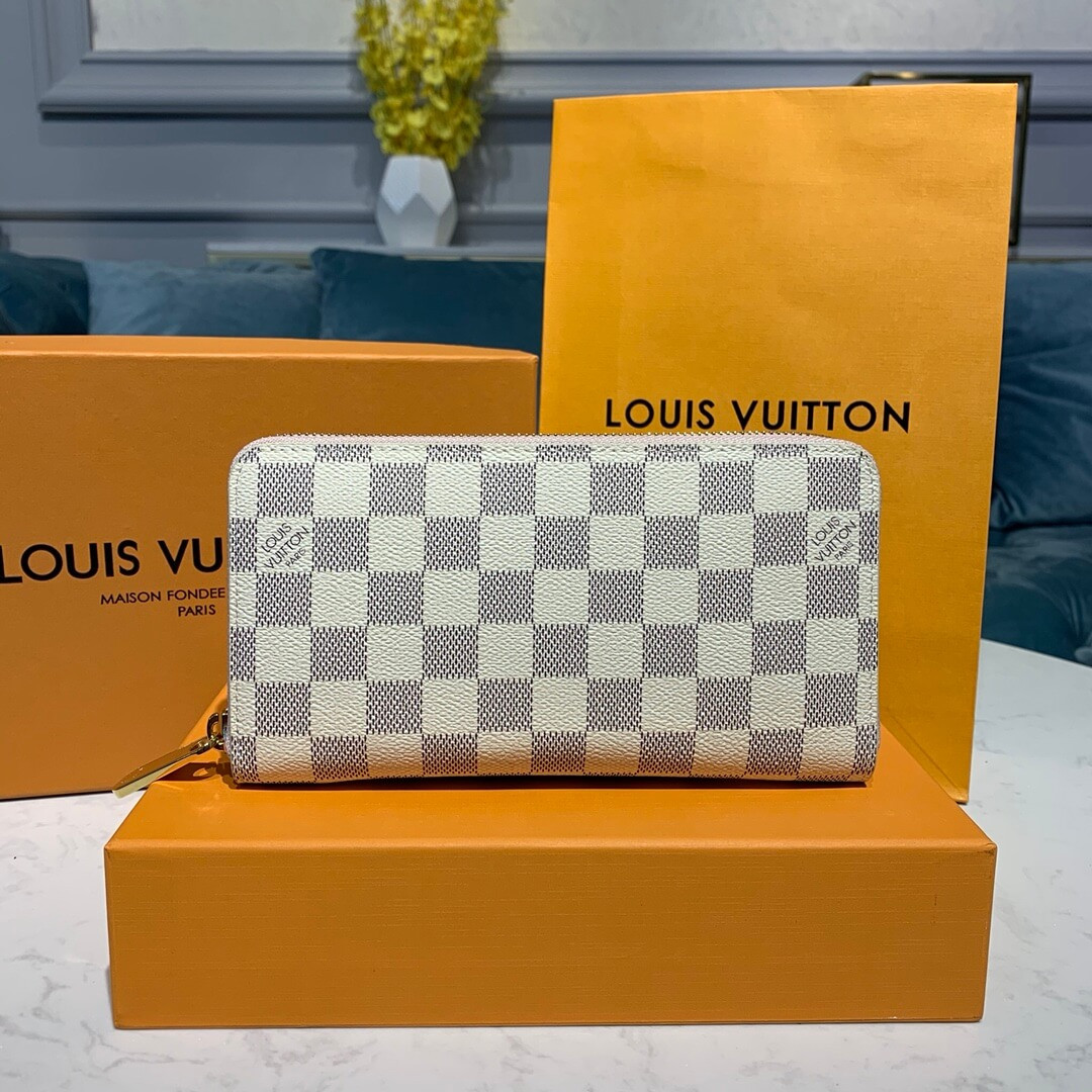 Louis Vuitton Damier Azur Canvas Zippy Wallet N63503 Pink