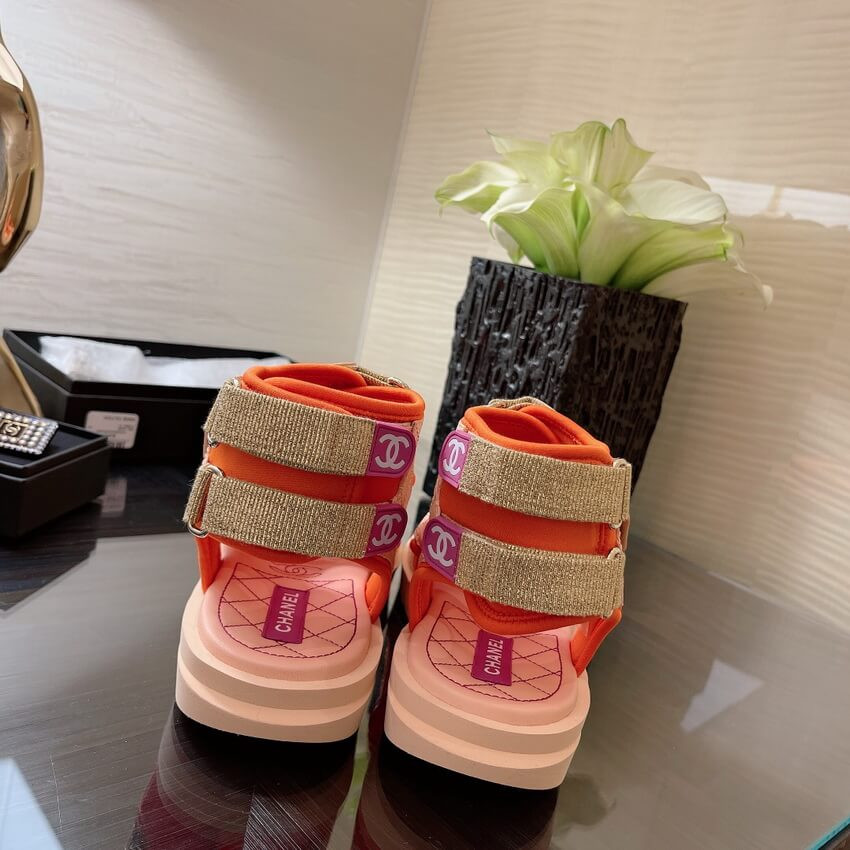 Chanel Goatskin with Fabric Sandals G37231