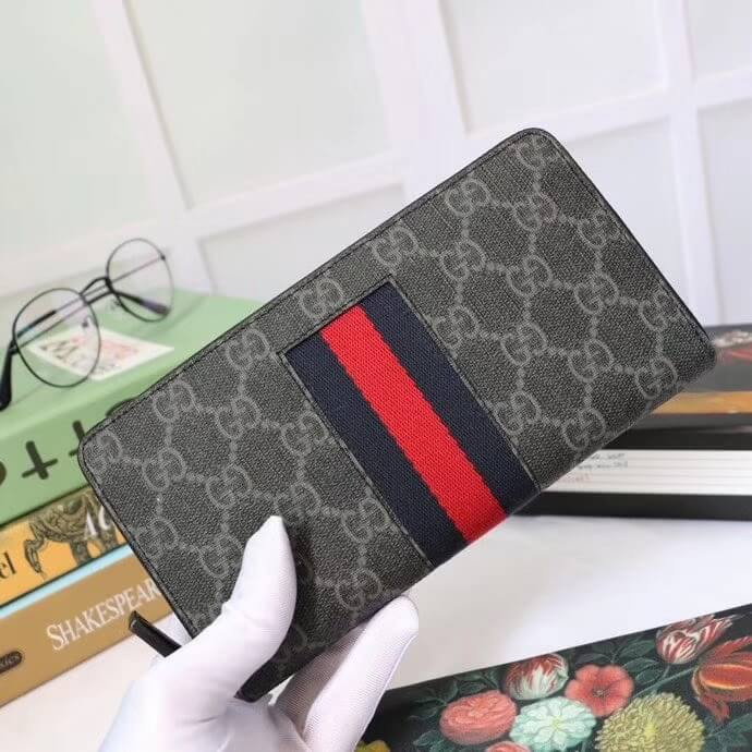 Gucci Web GG Supreme Zip Around Wallet 408831