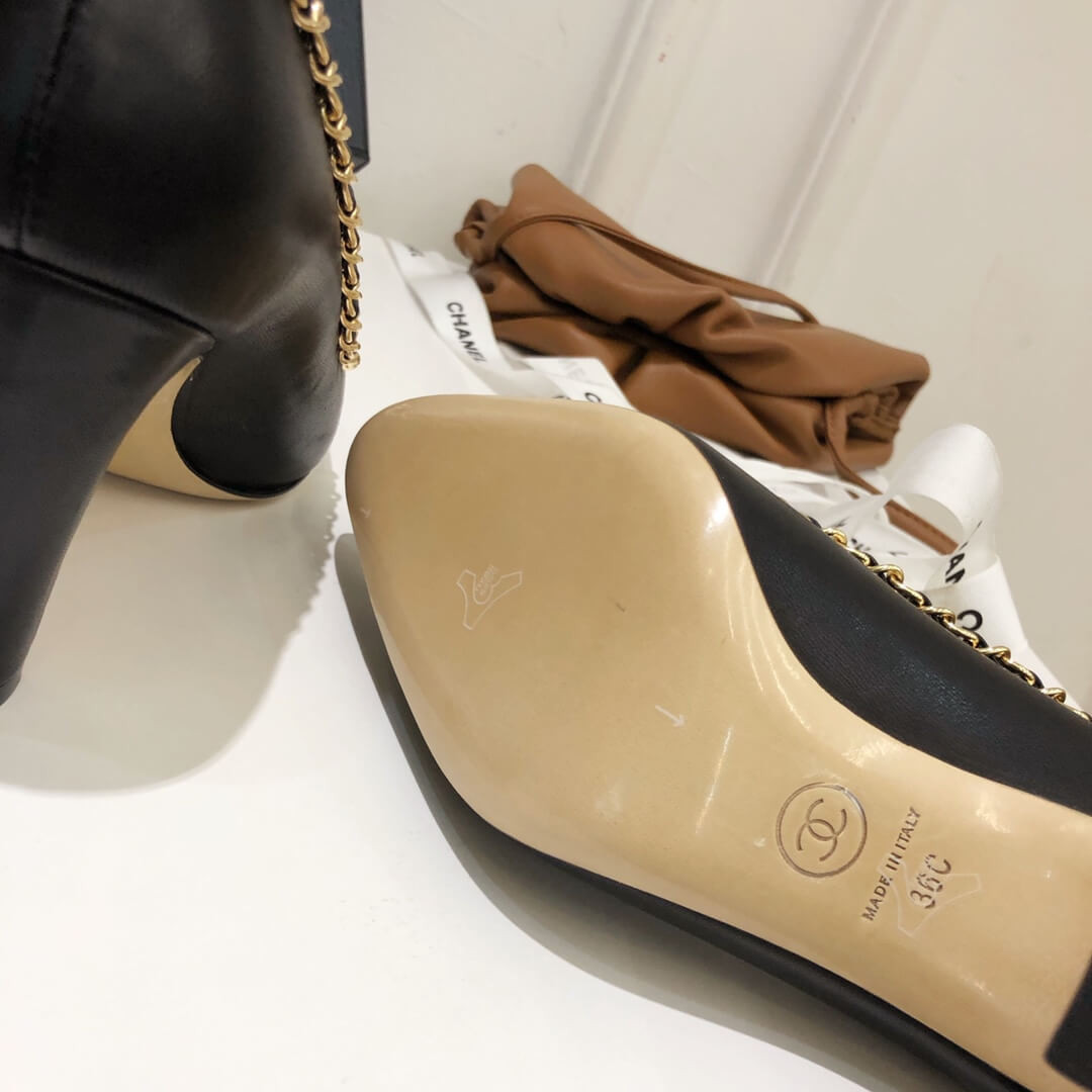 Chanel Grosgrain and Lambskin Chain 8.5cm Heel Ballerinas G35389