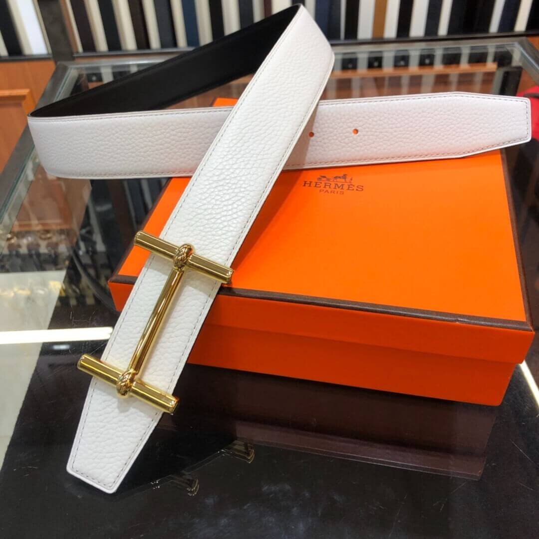 Hermes H Dancre Belt Buckle & Reversible Leather Belt 38mm H077938