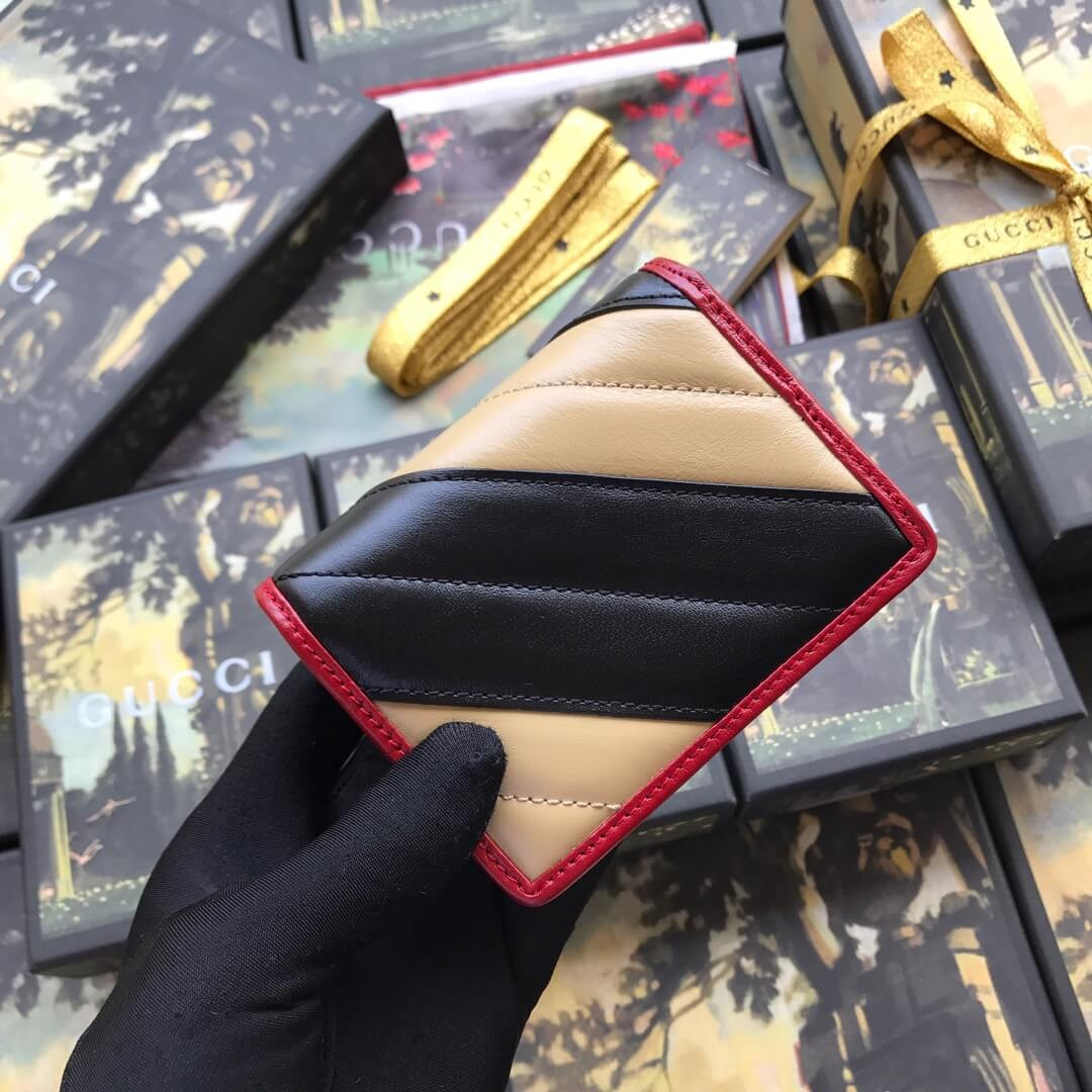 Gucci GG Marmont Card Case Wallet 573811 Beige/Black