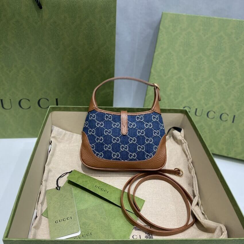 Gucci Denim Jackie 1961 Mini Shoulder Bag 637092