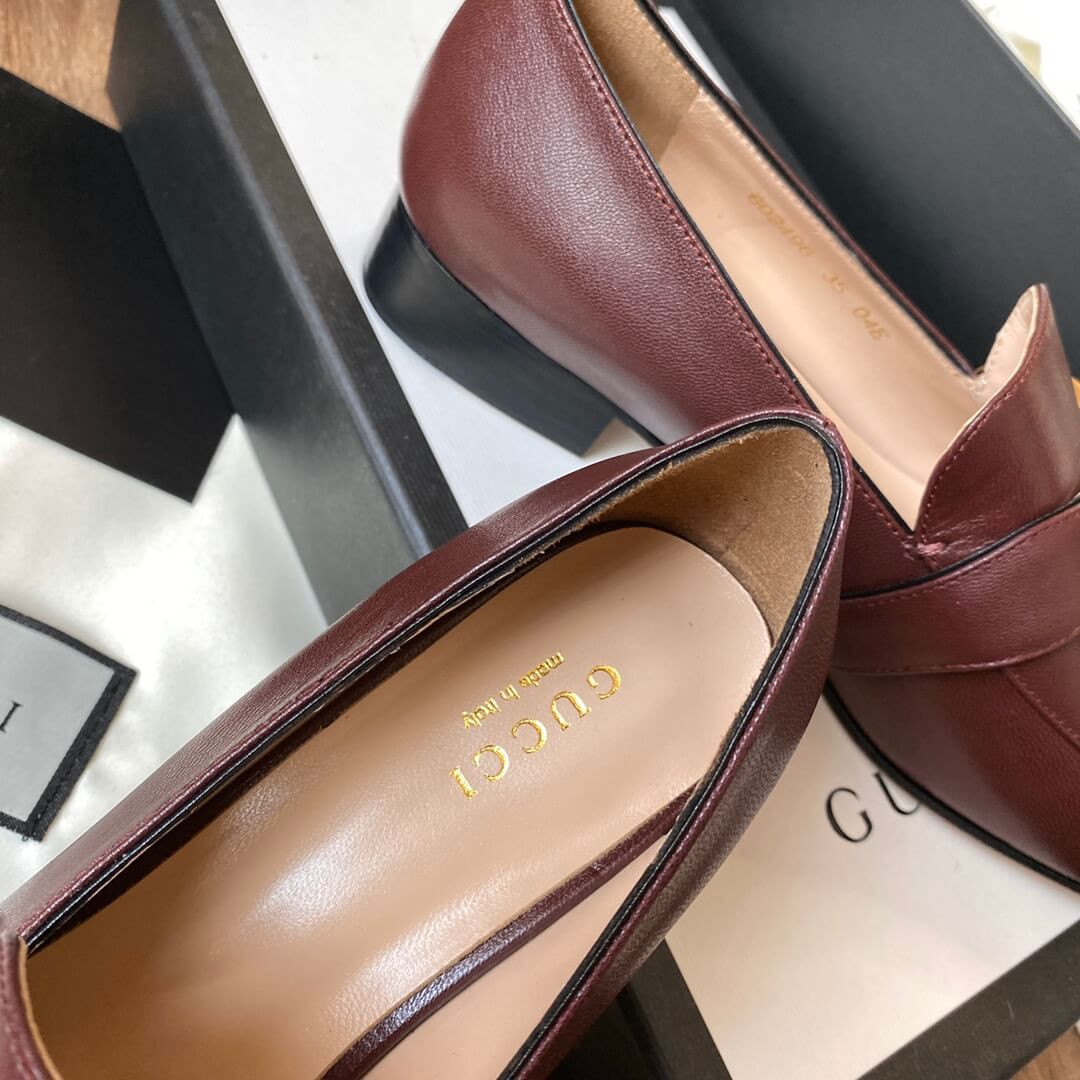 Gucci Leather Loafer with Double G 602496 Burgundy