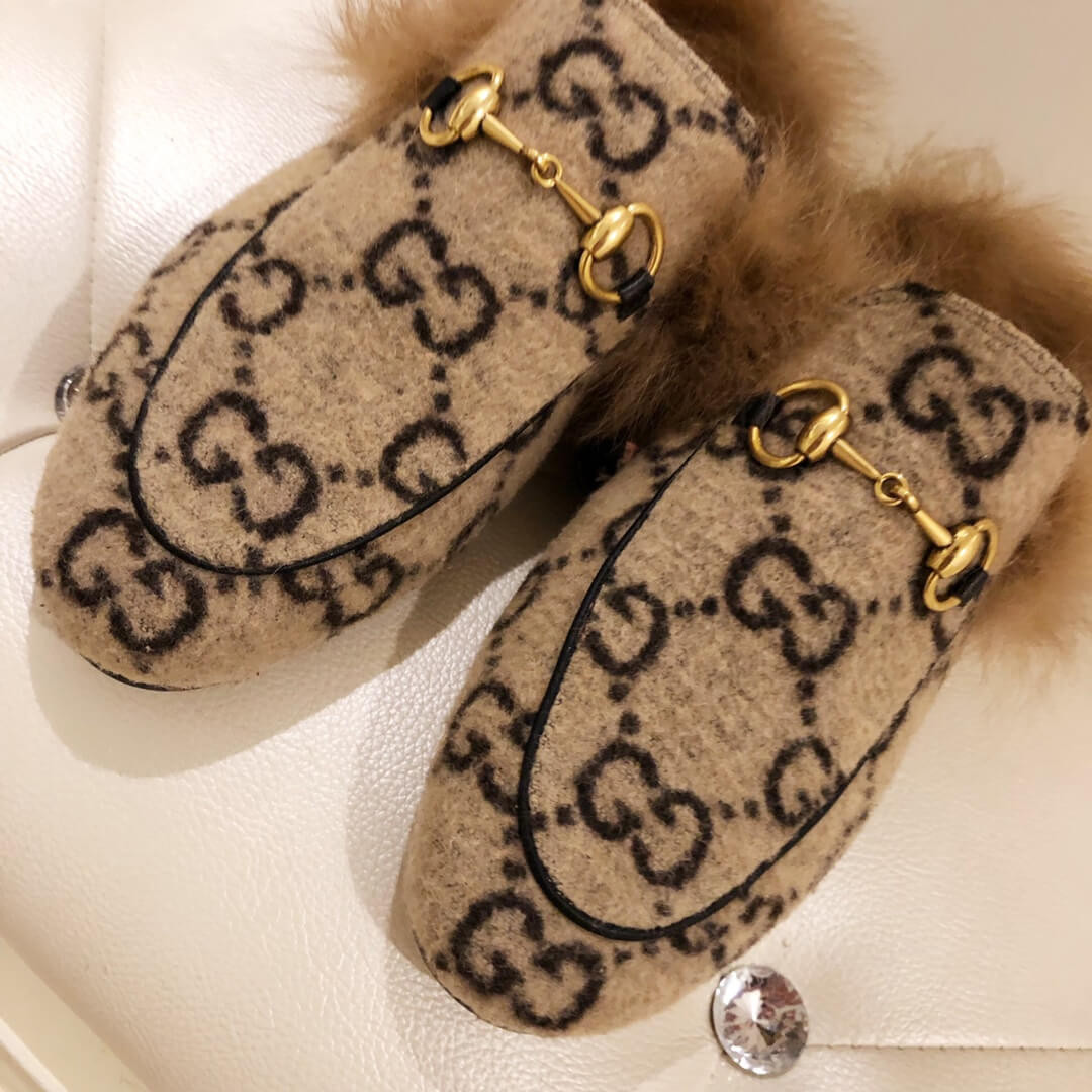 Gucci Princetown GG Velvet Slipper 448657 Beige/Black