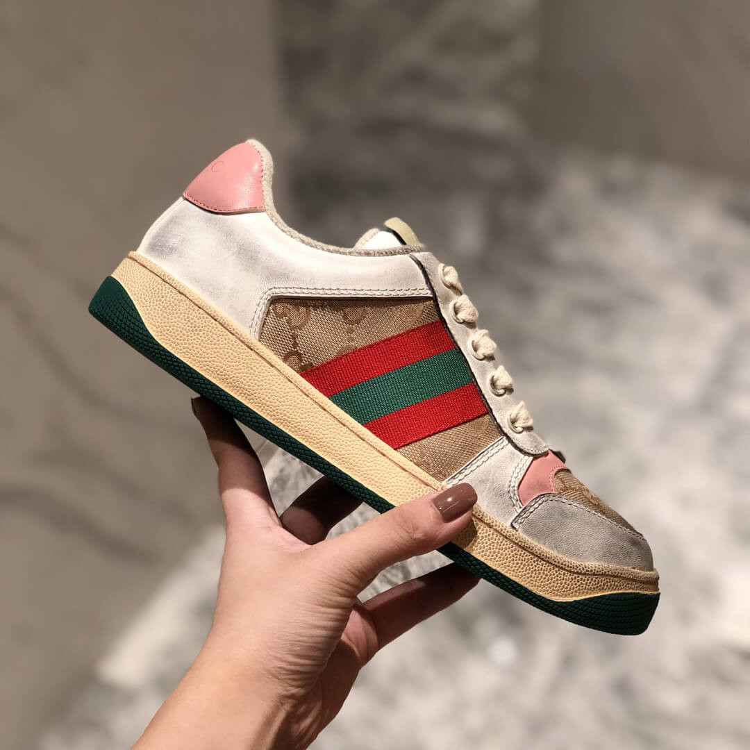 Gucci Screener Leather Sneaker 570443 Light Pink
