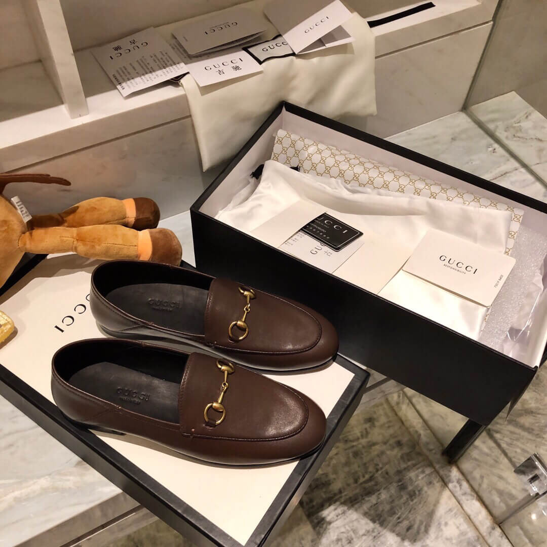 Gucci Leather Horsebit Loafer 414998 Coffee
