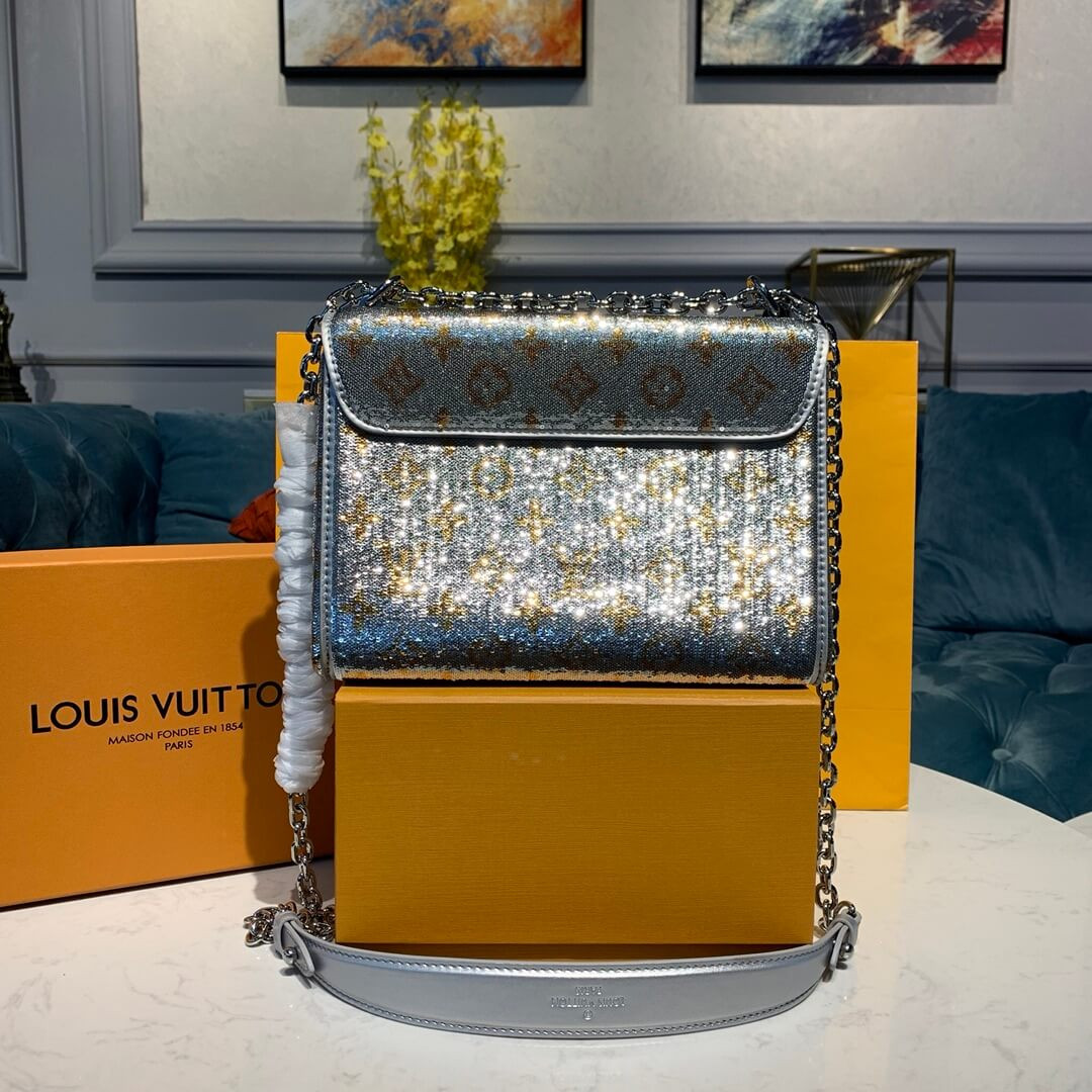 Louis Vuitton Twist MM with Silver Sequins M50282