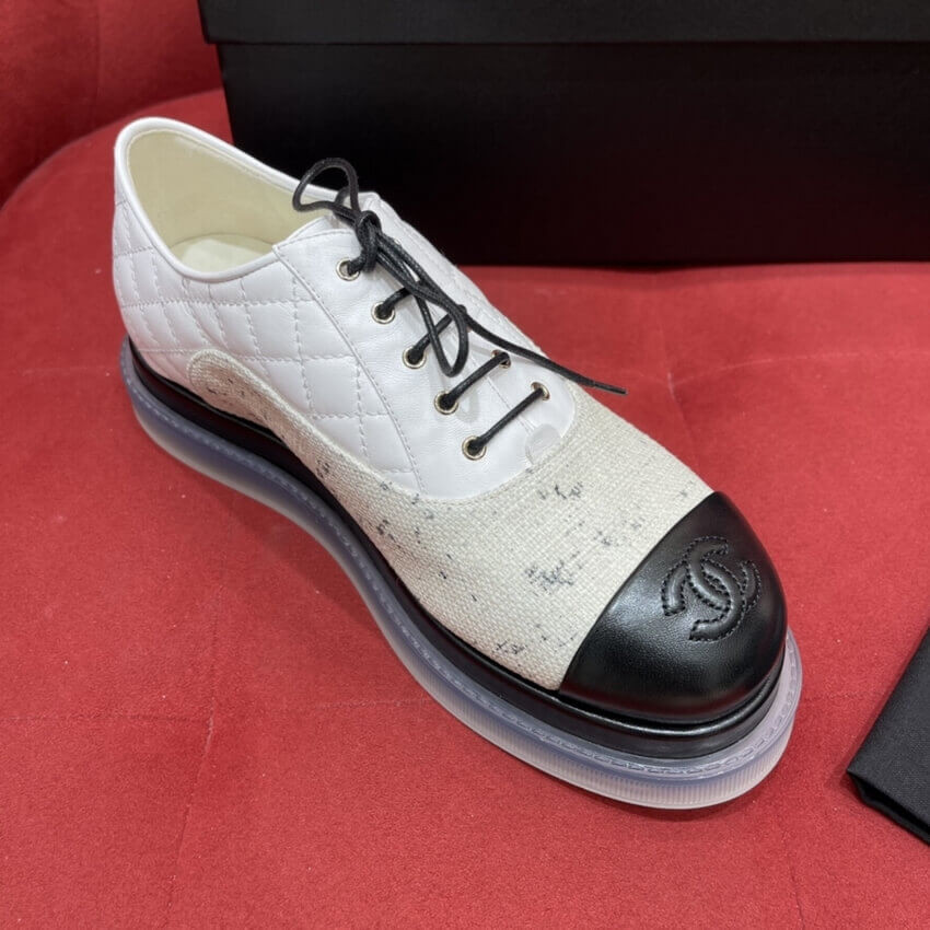 Chanel Calfskin Lace-Ups G37238 White