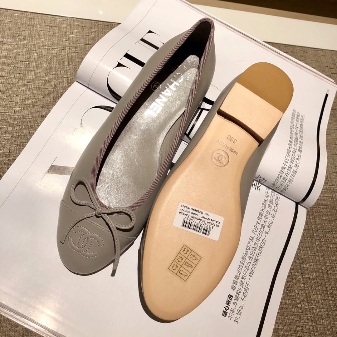 Chanel Leather CC Cap Toe Ballerinas G02819