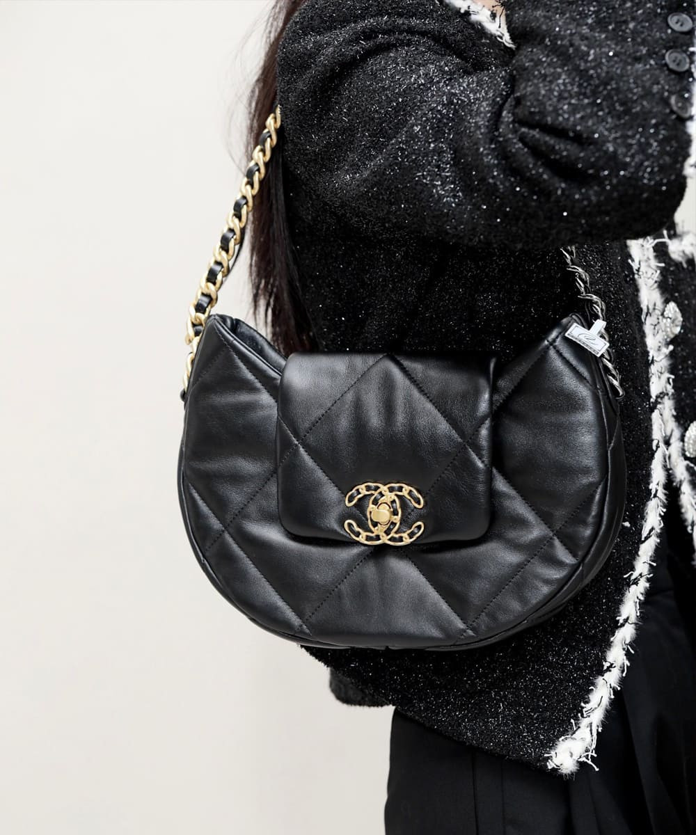 Chanel 19 Hobo Bag Black Quilted Lambskin AS4638