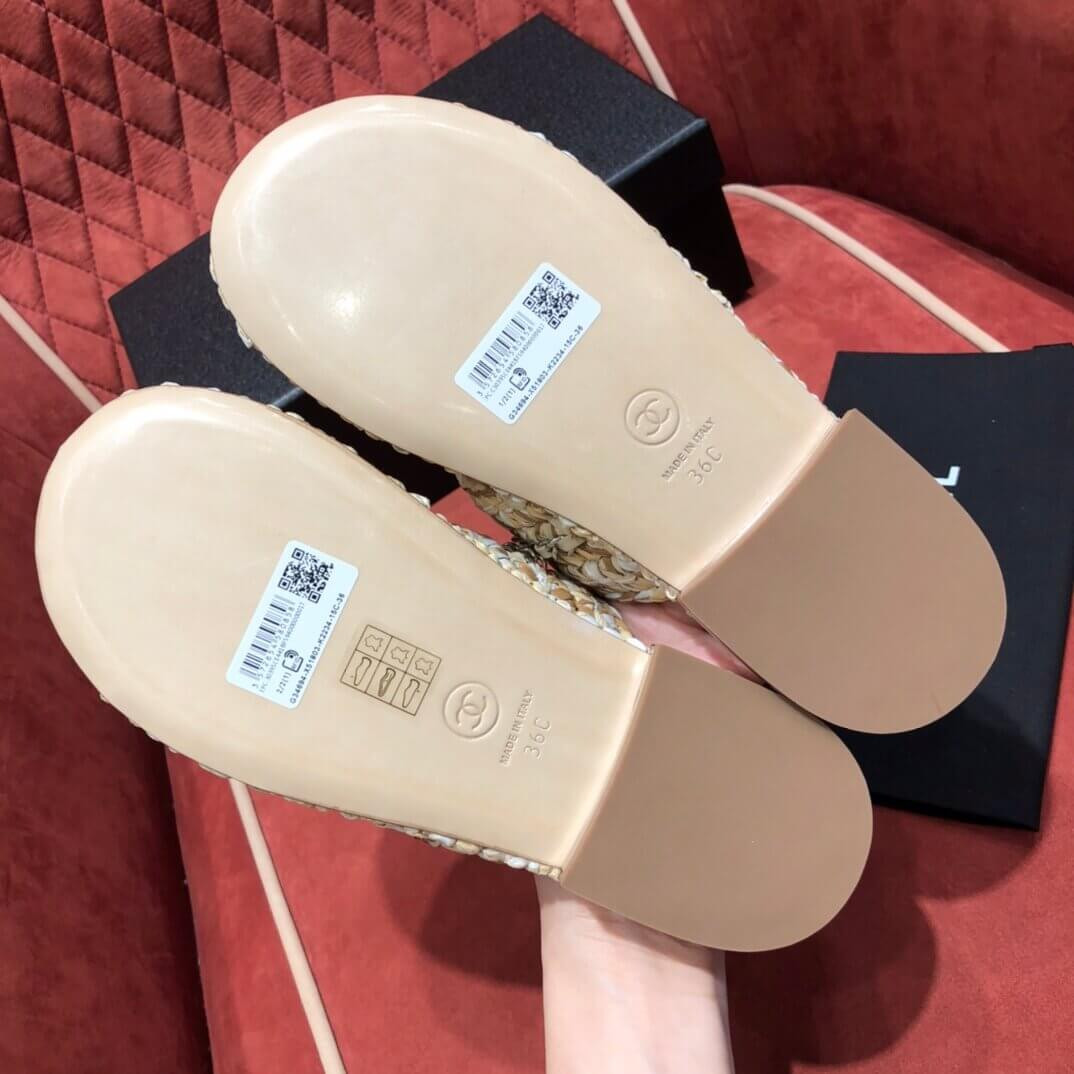 Chanel Raffia & Lambskin Sandals G34694