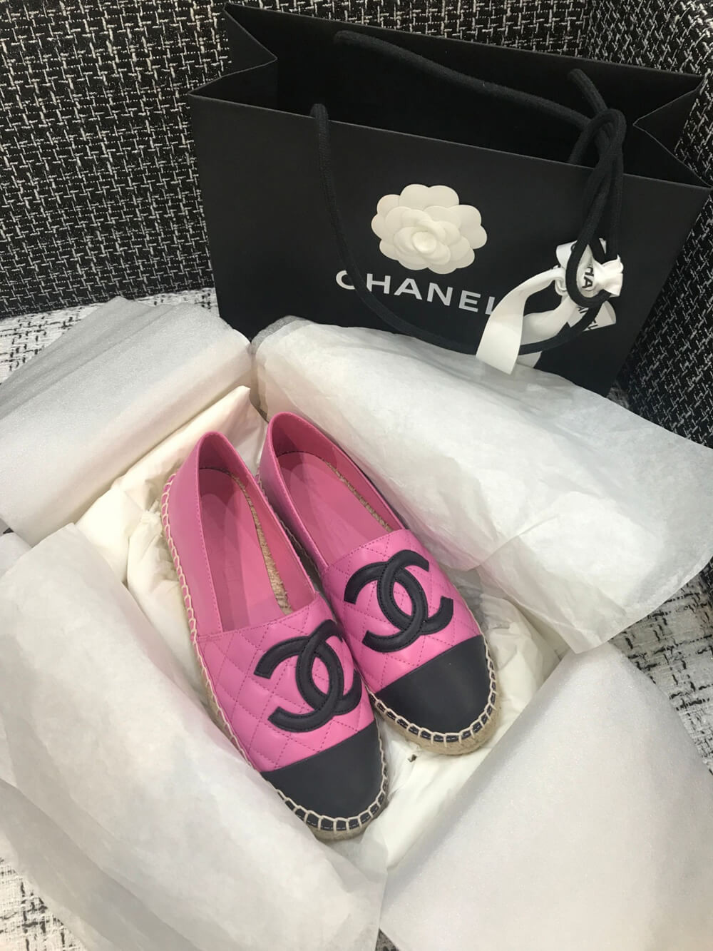Chanel CC Quilted Espadrilles G29762 Pink/Black
