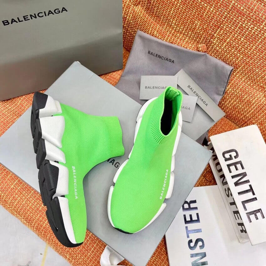 Balenciaga Speed 2.0 Knit Sock Sneakers 617239 Green