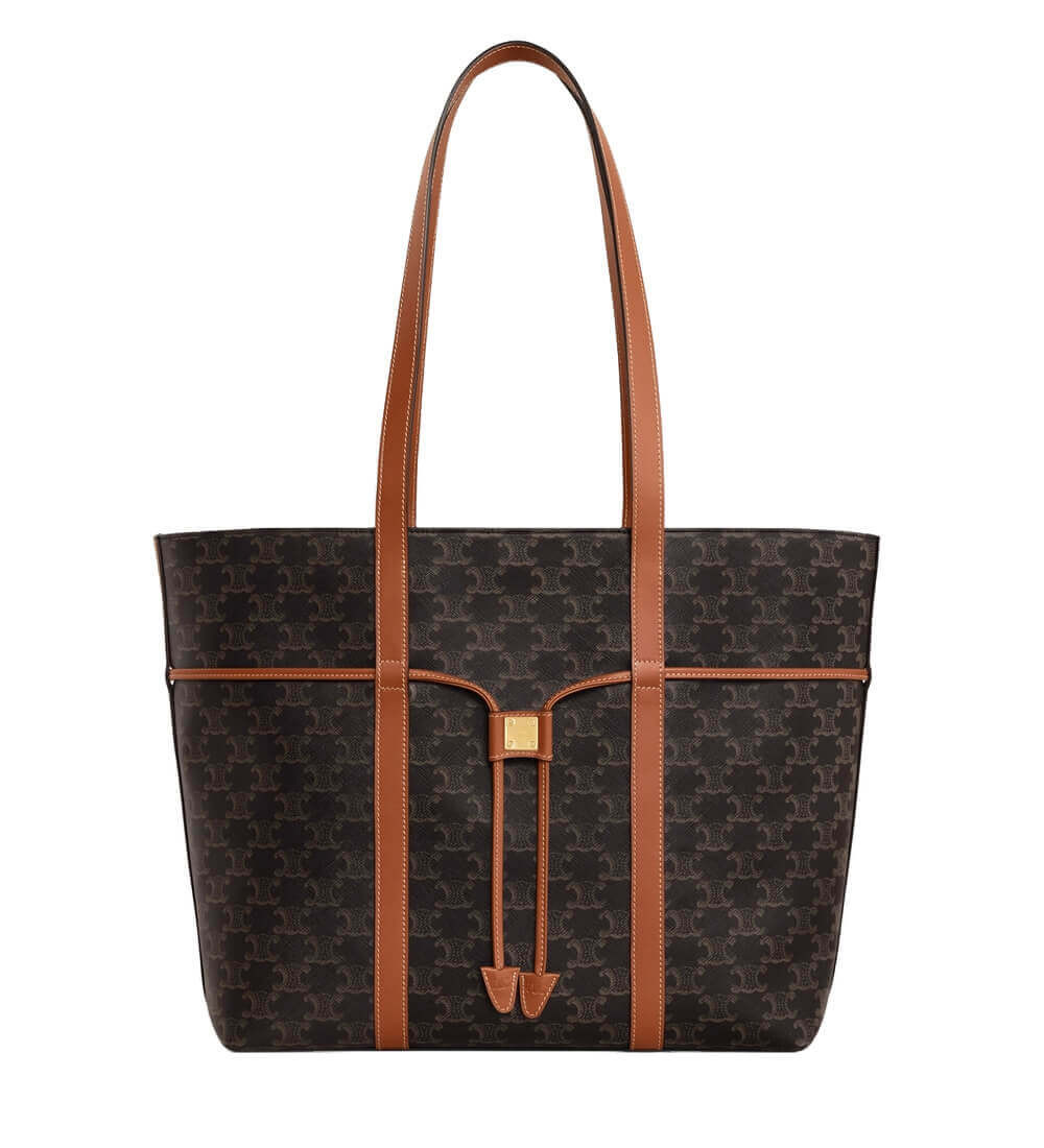 Celine Cabas Drawstring In Triomphe Canvas and Calfskin 113722