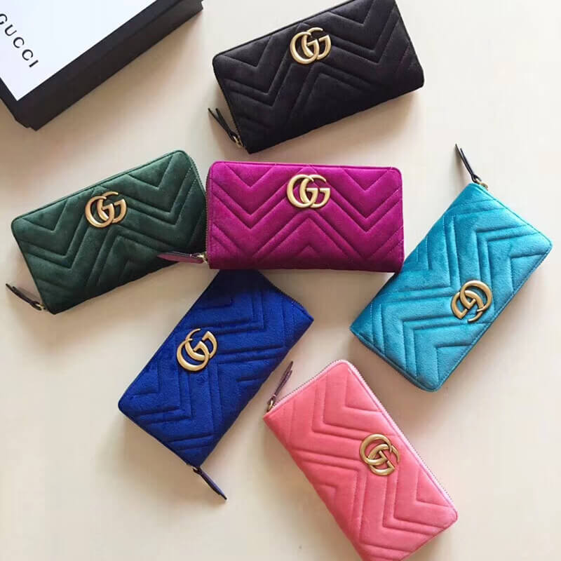Gucci GG Velvet Zip Around Wallet 443123