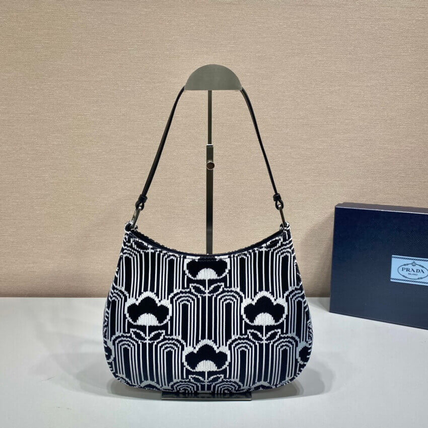 Prada Cleo Jacquard Knit and Leather Bag 1BC499