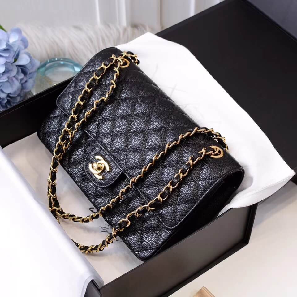 Chanel Caviar Calfskin Classic Flap Bag A01112 Black