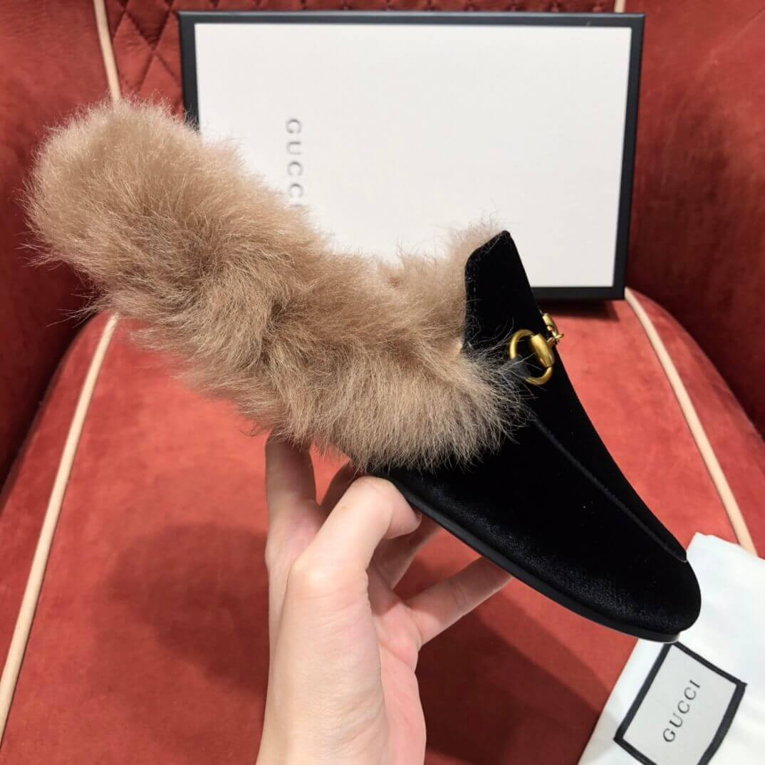 Gucci Princetown Velvet Slipper 397749