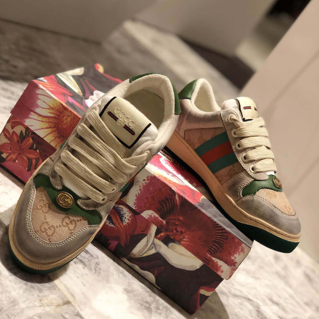 Gucci Screener Dirt Leather Sneaker 570443 Green