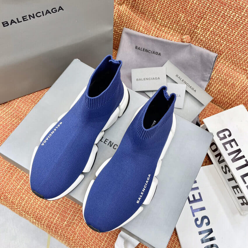 Balenciaga Speed 2.0 Knit Sock Sneakers 617239 Navy Blue/White