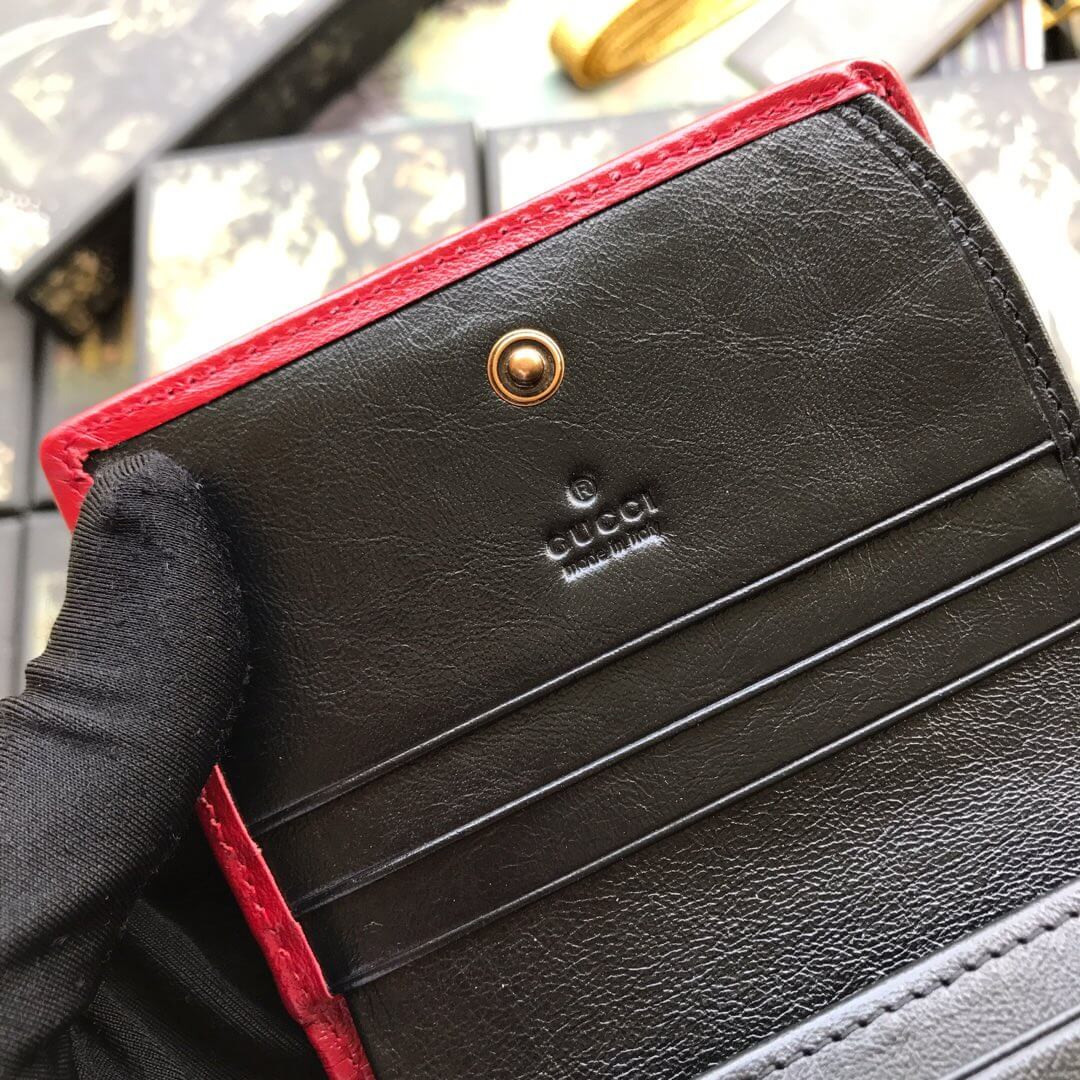 Gucci GG Marmont Card Case Wallet 573811 Beige/Black