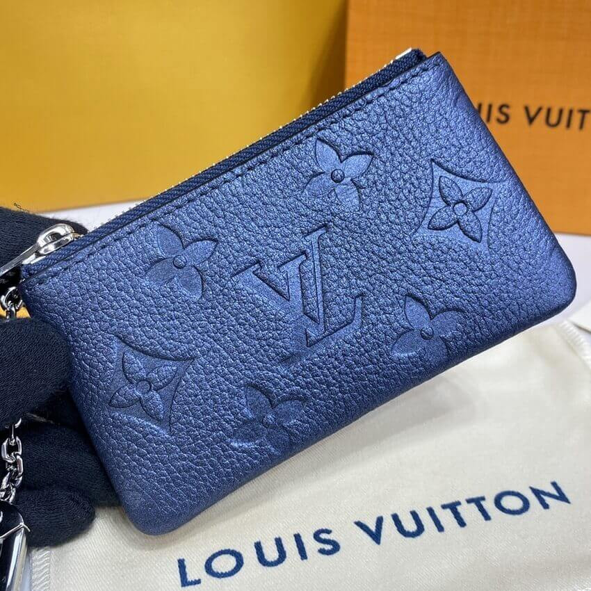 Louis Vuitton Monogram Empreinte Leather Key Pouch M80900 Navy Nacre