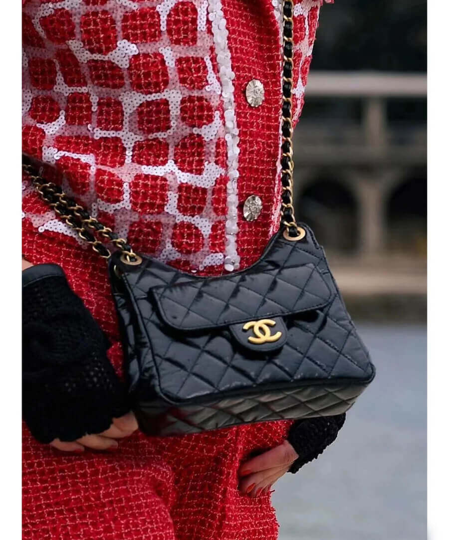 Chanel Small Hobo Bag in Shiny Crumpled Calfskin AS3710