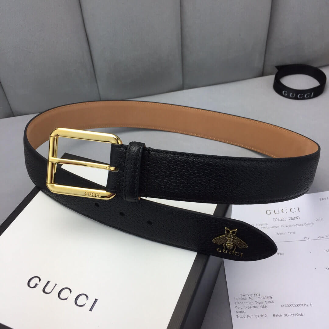 Gucci Leather Belt With Bee 40mm 523307