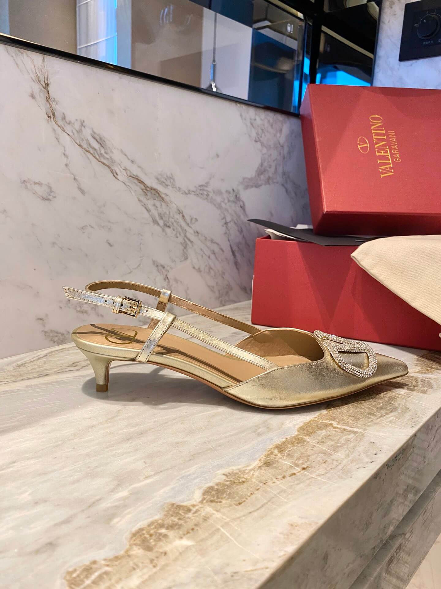 Valentino Garavani Vlogo Calfskin Slingback Pump 50mm SW2S0Q72