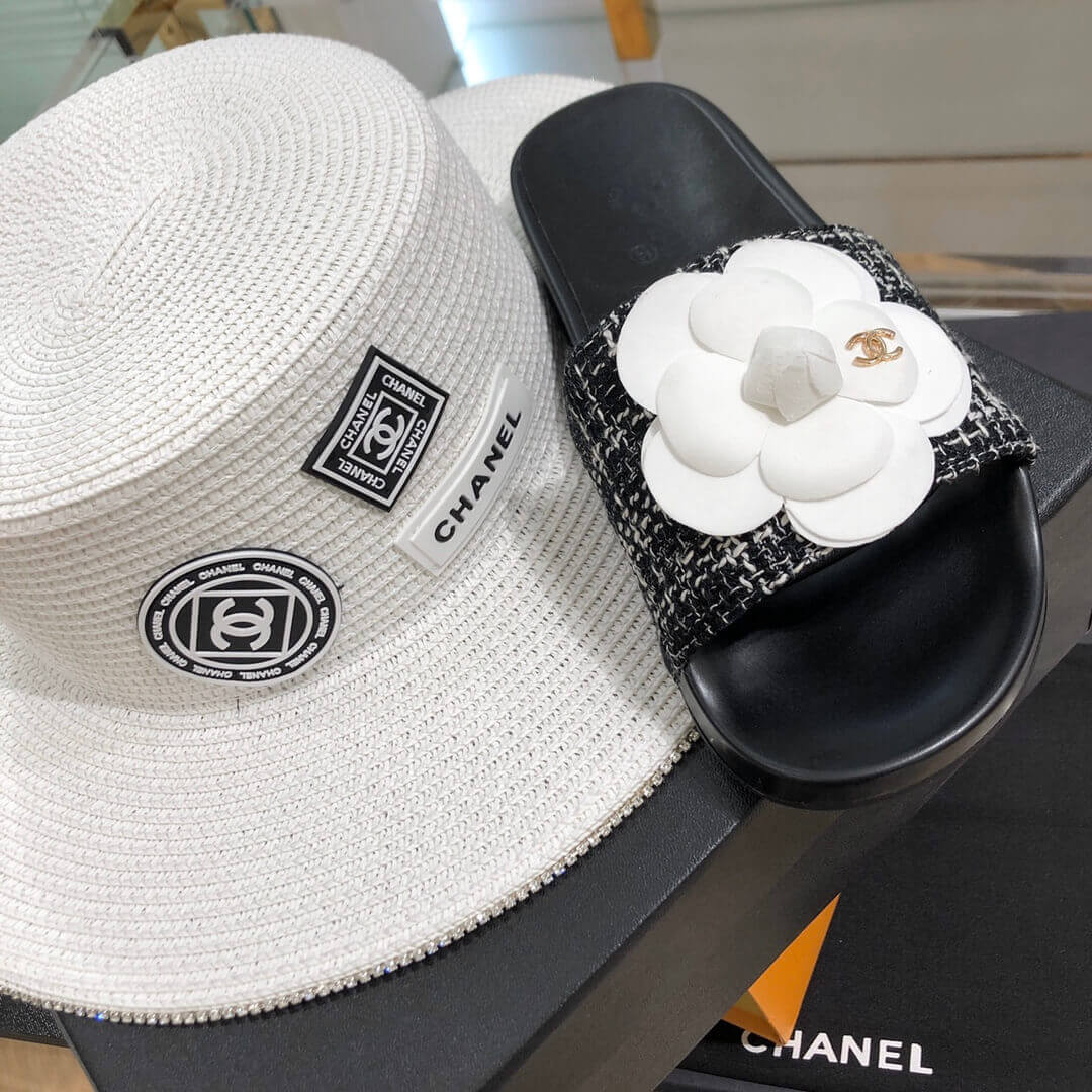 Chanel Camellia Iconic Tweed Flower Mules G14021