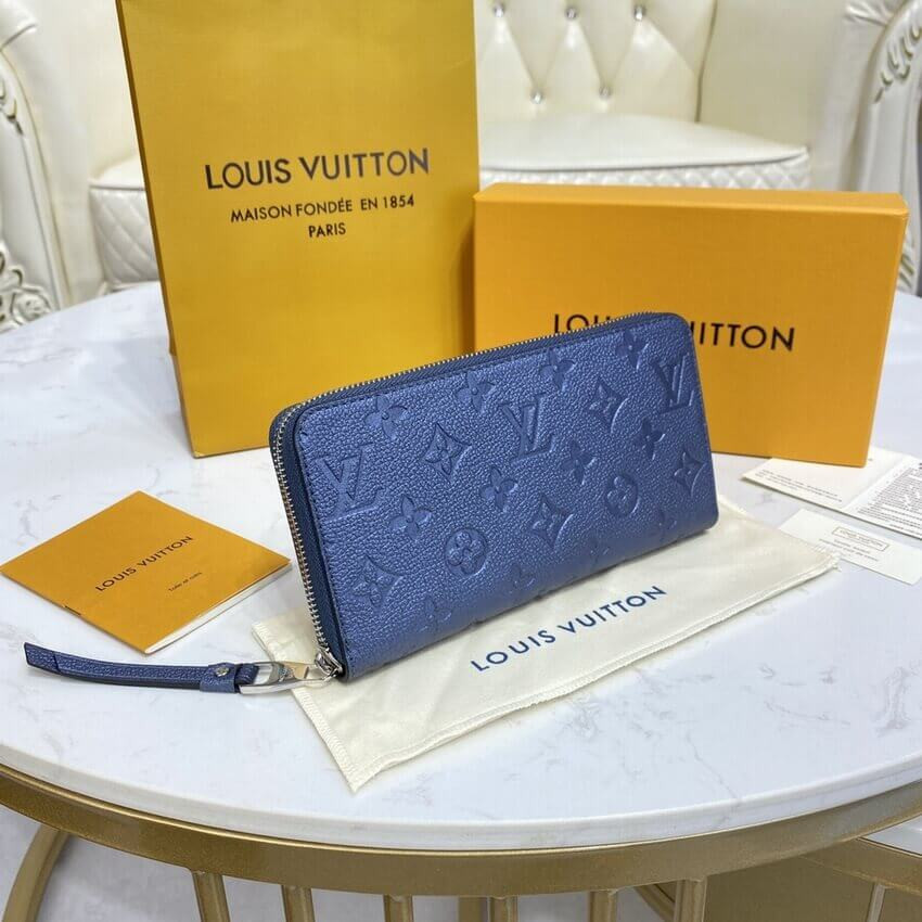 Louis Vuitton Monogram Empreinte Leather Zippy Wallet M80958 Navy Nacre