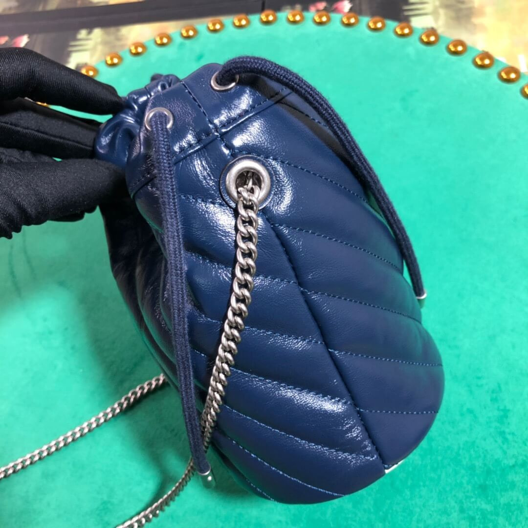 Gucci GG Marmont Mini Bucket Bag 575163 Blue